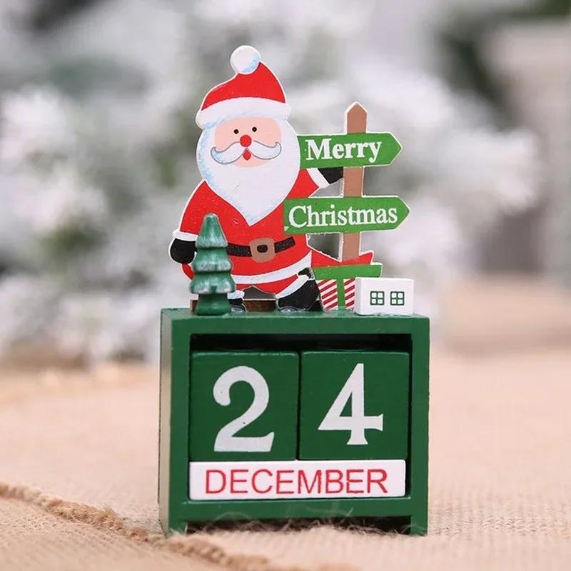 Advent Calendar Wooden Merry Christmas Ornaments Decorations for Home Xmas Table Decor New Year Cute Office Desk Accessories