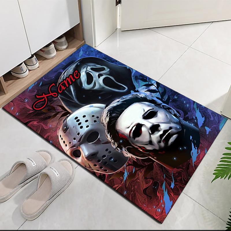 Custom Name Halloween horror Printed Carpet, for Office Chair Living Room Bedroom Kitchen Room Decor Gifts.
