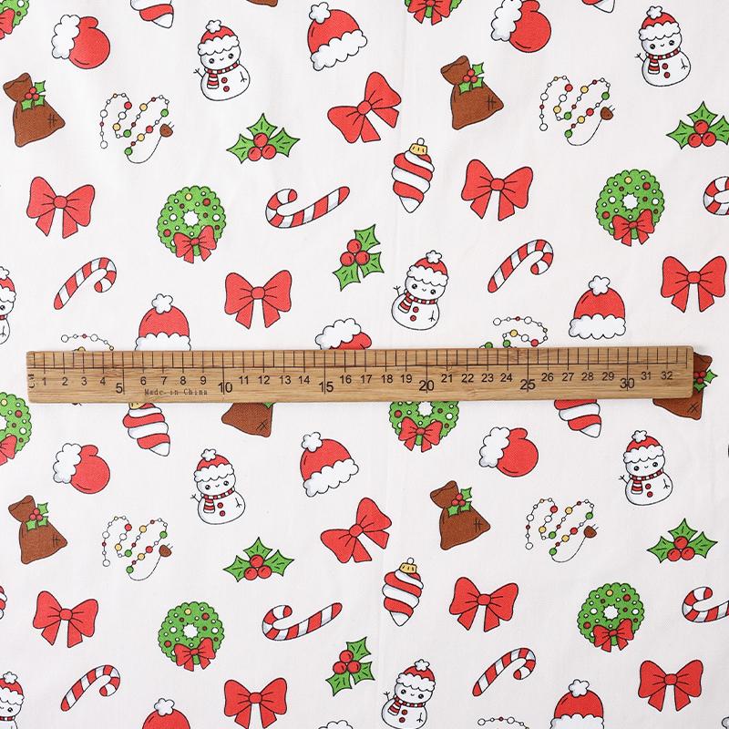 0.5m/1m/2m Pure Cotton Twill Christmas Printed Fabric for Sewing Curtain Scene Decoration Tablecloths Children's Clothing Fabric