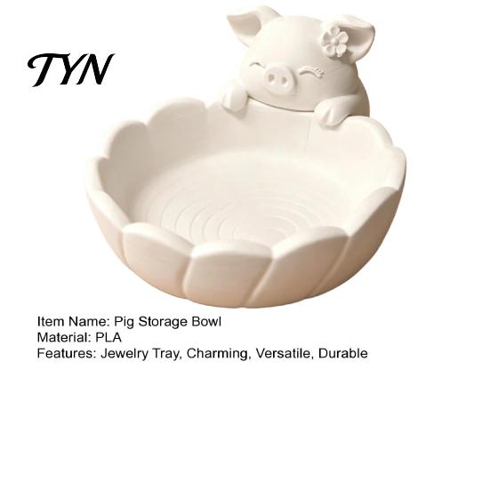 Small Item Storage Container Cute Pig Petal Bowl, Matte Finish 3D Print PLA Tray, Animal Jewelry Dish Trinkets Organization Tray for Vanity