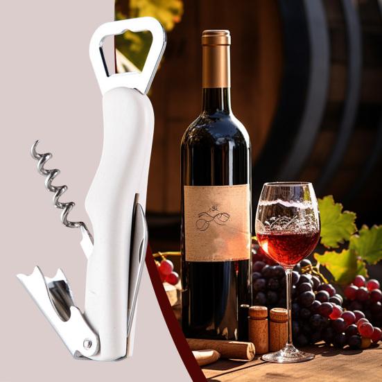 3 in 1 Wine Opener, Portable Beer Cap Lifter And Foil Cutter, Lever Corkscrew with Non Slip Handle, Stainless Steel Worm, Kitchen Bar Tool