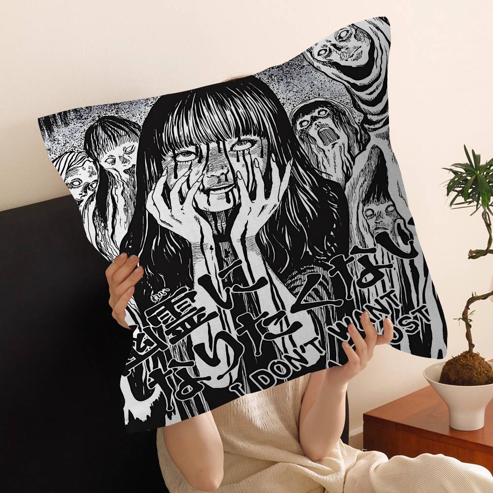 Junji Ito Tomie Retro Personalized Pillow Cover Kids Bedroom Wild Party Decor Pillowcase Kid Birthday Shower Gift