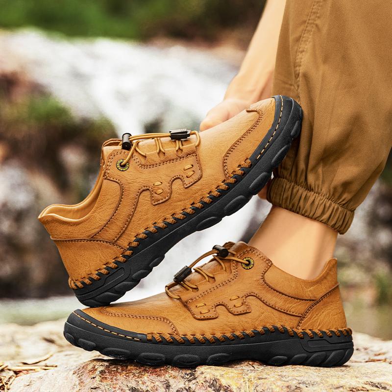 Scarpe da uomo retrò per il tempo libero, di grandi dimensioni, in pelle, con fondo in gomma, fatte a mano, stivali da uomo in pelle