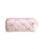 Large Capacity Fabric Pencil Bag With Bow Pattern For Students And Organization