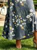 Summer Women's Slate Blue Ditsy Daisy Floral Print V Neck Flutter Sleeve A-Line Maxi Dress Casual Dress