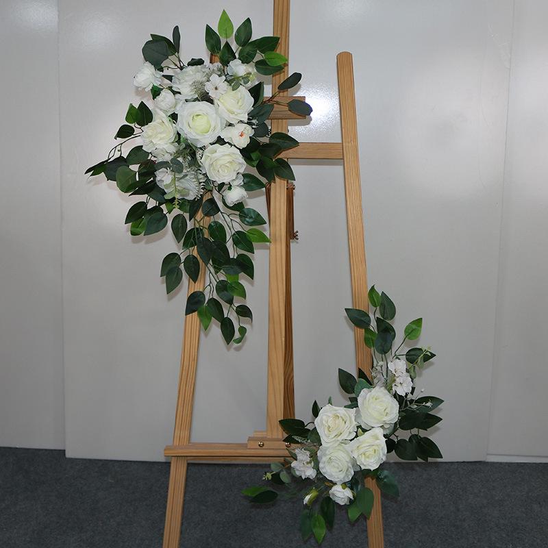 Silk Flower Wedding Welcome & Directional Sign with Floral Art Decoration