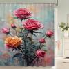 Rose Floral Shower Curtain Watercolor Flower Bath Curtain Polyester Fabric Waterproof Bathroom Curtains with Hooks Bath Screen