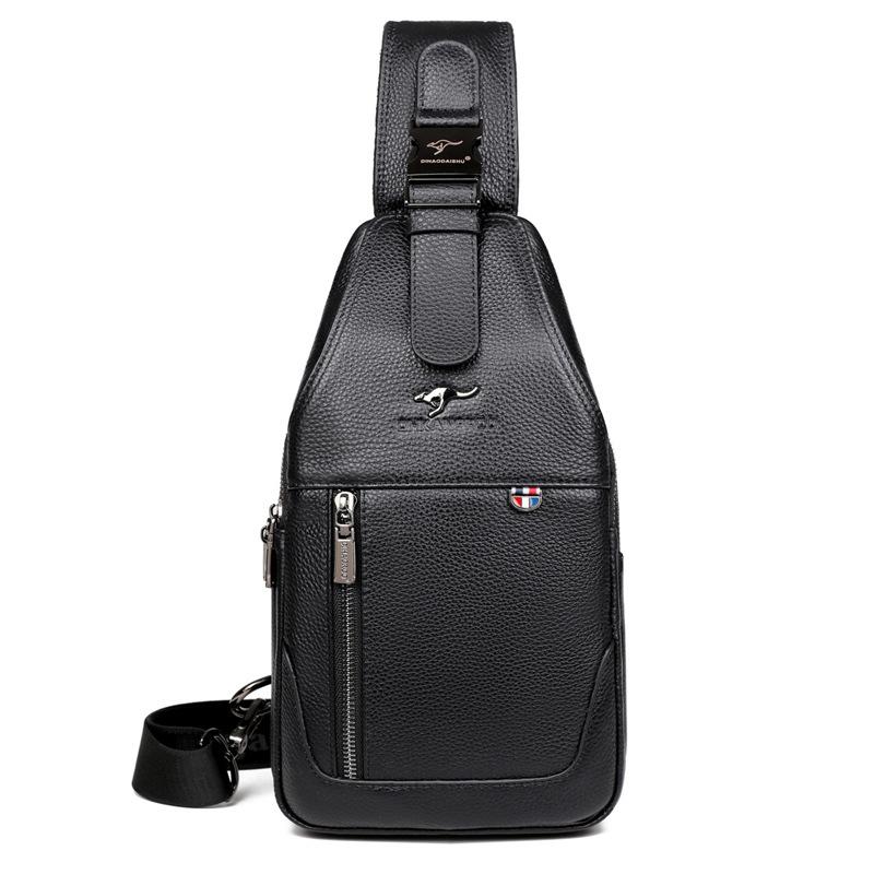 Men s Chest, Baotou Layer Leather, Men s Crossbody Bag, Shoulder Bag, Men s Genuine Leather, Youth Bag, Backpack, Leisure Travel