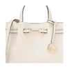MICHAEL KORS Carson Center Logo Charm Leather Handbag Small Women's Beige