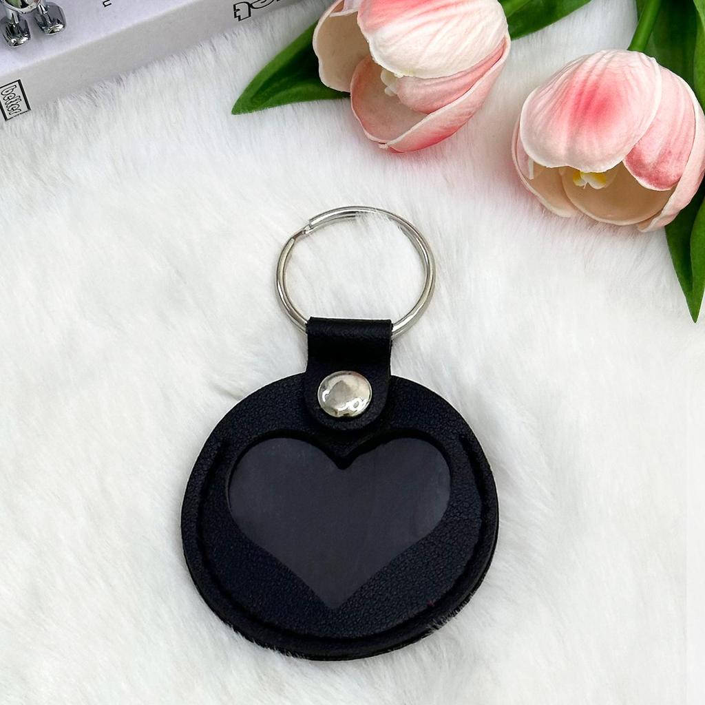 Leather Memorial Keychain & Case for Pet Hair - Photo Pendant Charm for Cats & Dogs