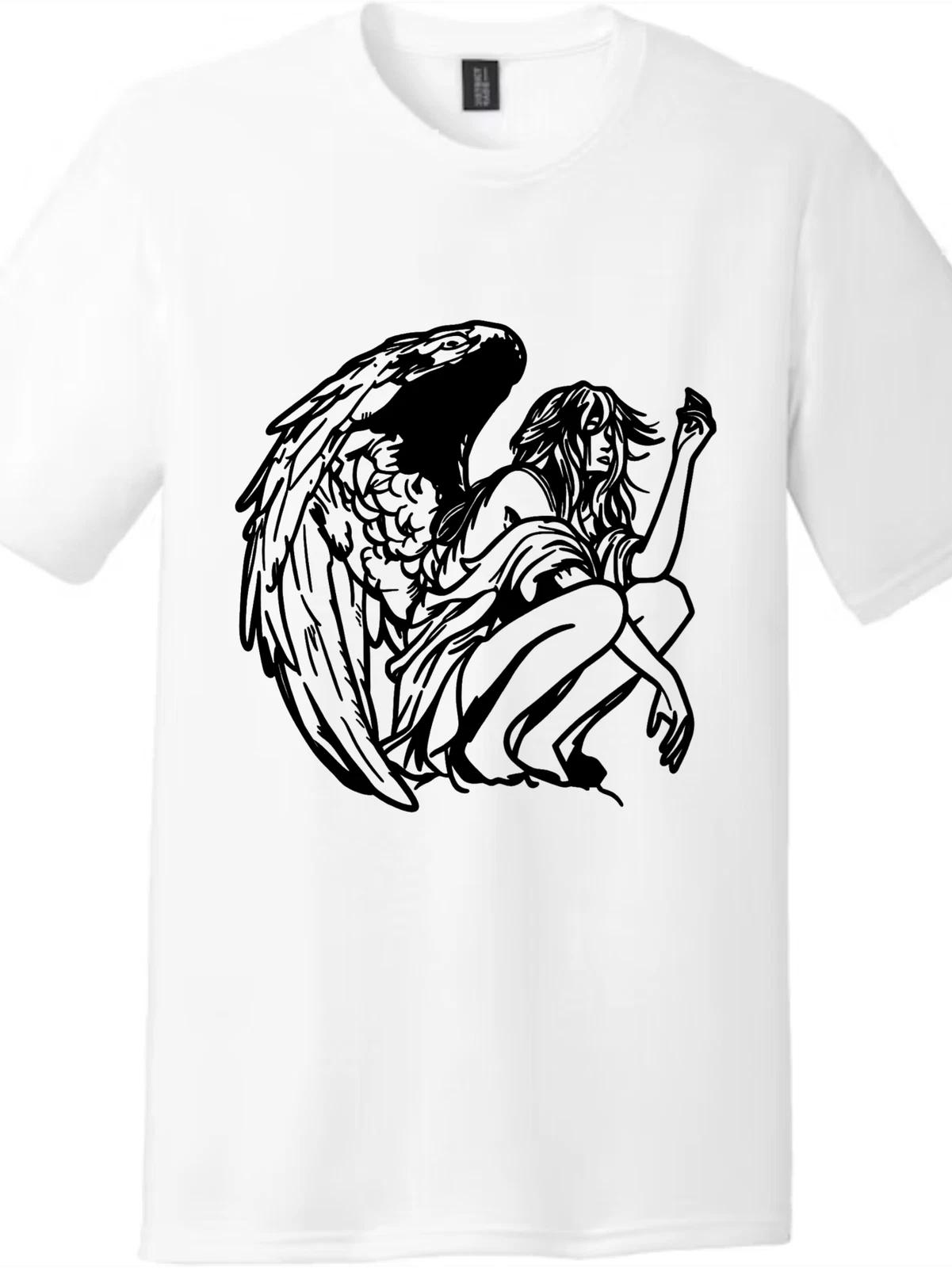 Vintage Serpent & Angel T-Shirt - Gift for Fantasy & Gothic Fans 4XL