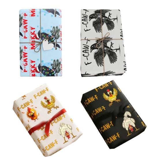 F-Caw-F Chicken Wrapping Paper Sarcastic Farm Animal Wrapping Paper for Christmas Birthdays Parties DIY Craft Gifts Wrap Supplies