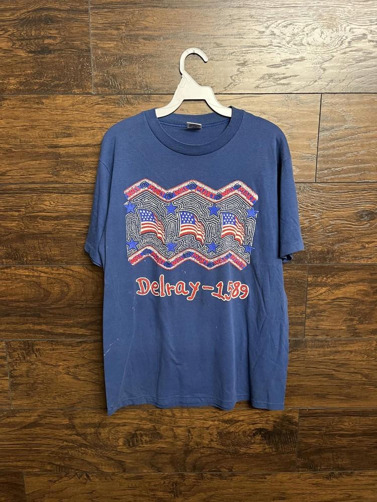 

Vintage Walmart Employee T-shirt American Flags Delray L Unisex T-Shirt XL
