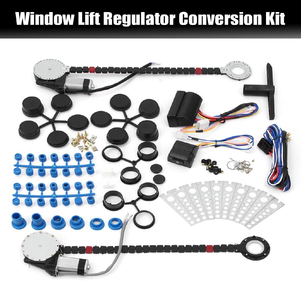 Universal Electric Car Power Window Lift Regulator Conversion Kit for 2 Door Car Truck SUV Window Lifter Repair Kit