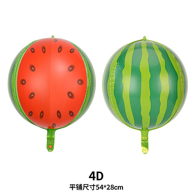 Watermelon Theme Balloon Summer Party Hawaiian Atmosphere Ball Watermelon Decorative Aluminum Film Balloon 4D Perfect Round Balloon