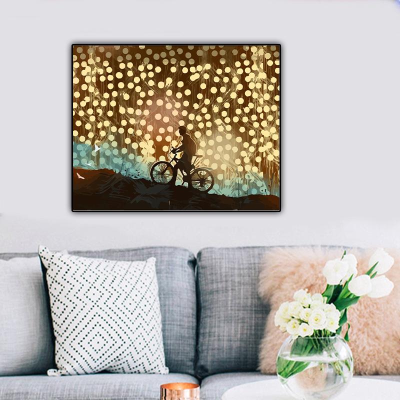 40x50cm Sayıya Göre Boyama lamba ışığı Tuval Üzerine Çizim Bisiklete binmek Resim Yetişkin Ev Dekorasyonu için El Boyalı Kendin Yap