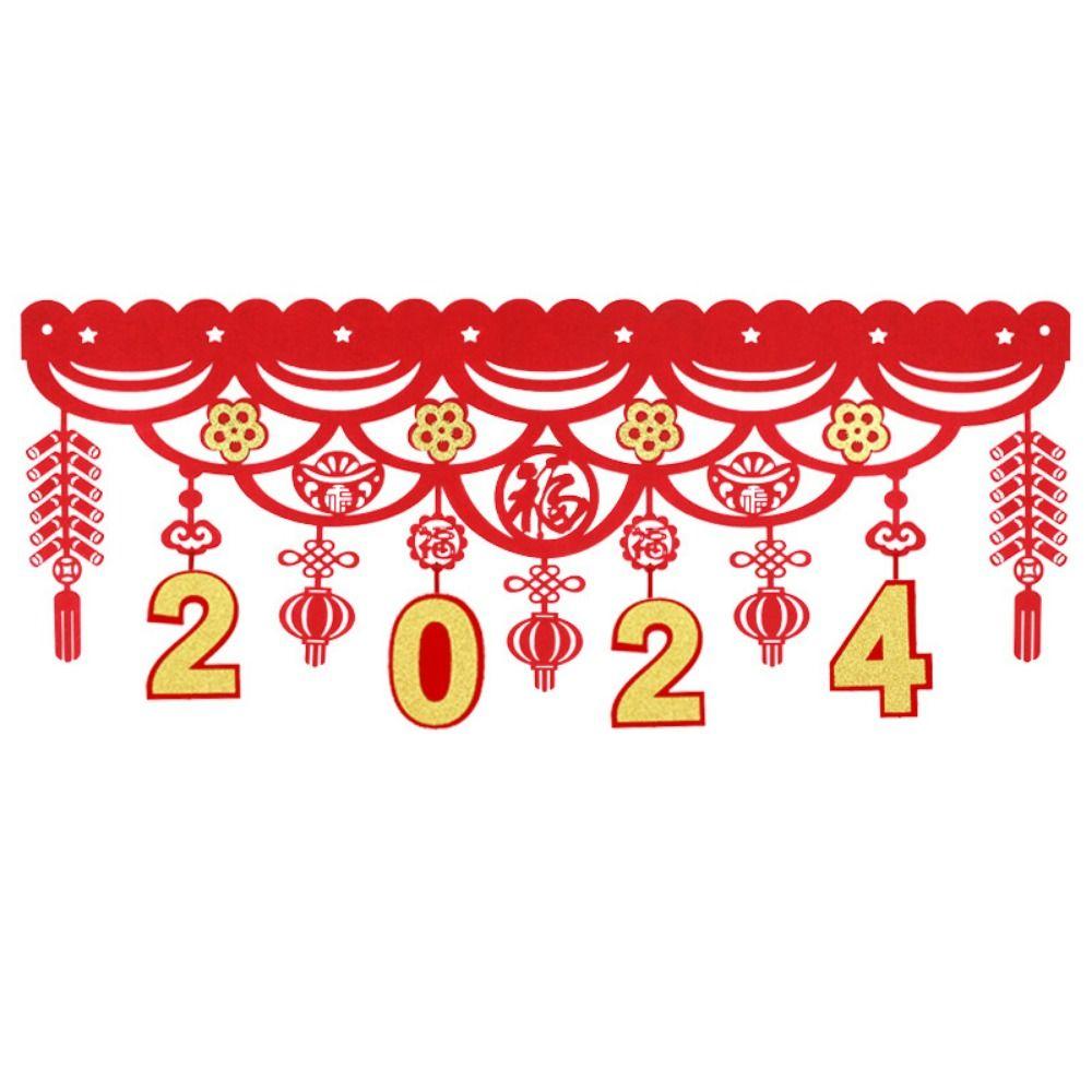 Decorative Chinese New Year Dragon Banners Felt Spring Festival Hanging Flag  Lunar New Year