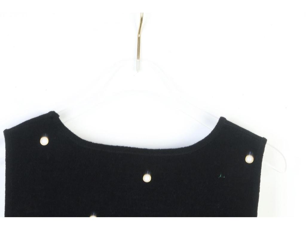 Autumn Beaded Black Sleeveless Skirt Dress