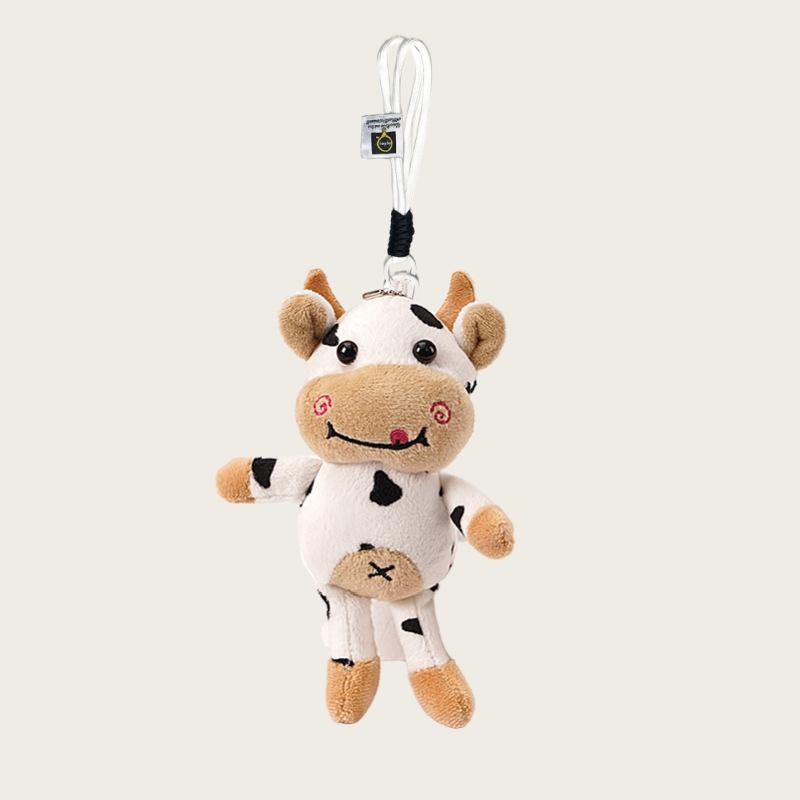 

Calf Pendant Doll Cute Girl Heart Fork Milk Cow Plush Doll Pendant Schoolbag Car Keychain белый