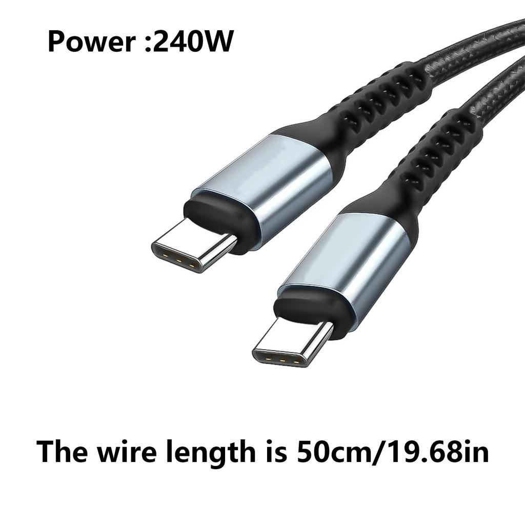 100/240W USB C Cable Nylon Braided Fast Charging Cord USB C To USB C Cable Charging Cord Support Charging Sync 480mbps