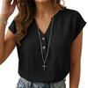 Women’s Casual Loose Fit Button Front Short Sleeve Blouse Relaxed V Neck Lightweight Top Suitable for Everyday Wear