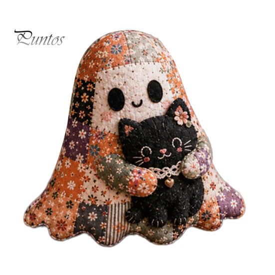 Entspannendes Wochenend-DIY-Aktivität Halloween-Geist Patchwork-Set, Niedliches Puppen-Nähset mit vorgeschnittenen Dekormusterstoffen, Herbstferien-Basteln