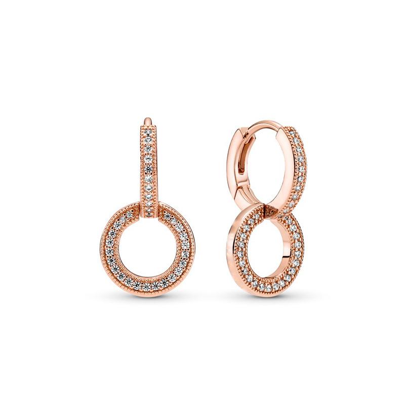 

Модні сережки-підвіски з срібла 925 проби у європейському стилі з цирконієм у формі серця та круглої квітки, оригінальні DIY жіночі ювелірні прикраси, амулет