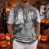 Men's Halloween Neck Short Sleeve T-Shirt with Graphic Print for Costume Party