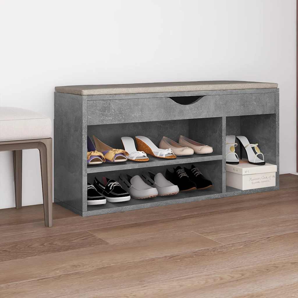 Vidaxl Ławka Na Buty Z Poduszką, Szarość Betonu, 104X30X49 Cm