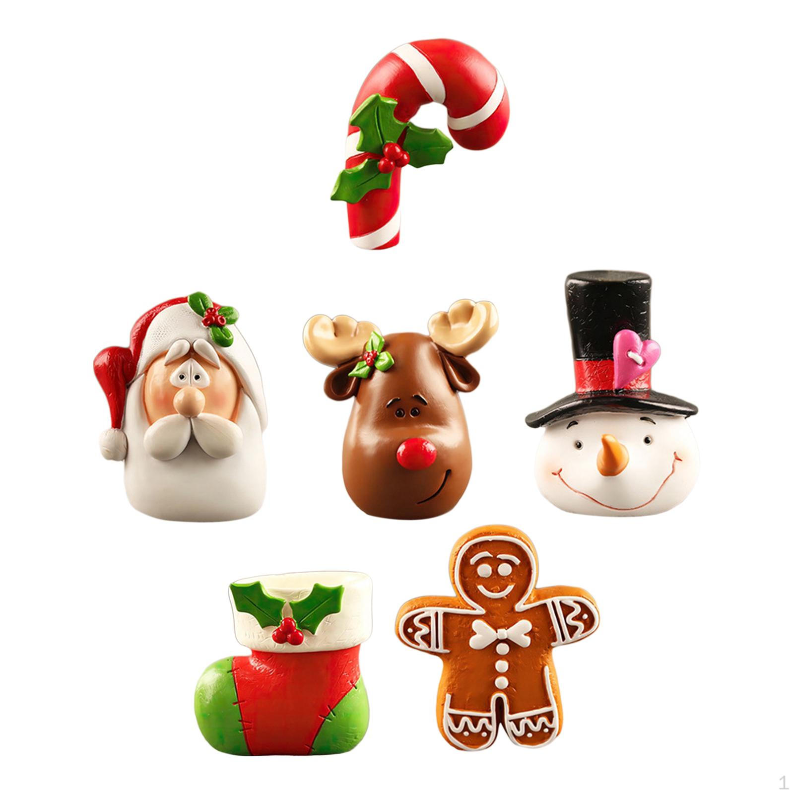

6 Pieces Christmas Pendant Desktop Ornament, Decorative Cute Collectible Resin Charm for Holiday Ornaments