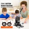 Button Maker Machine, Multiple Sizes 1+2.25 Inch Badge Punch Press Kit, Children DIY Gifts Pin Maker, Button Making Supplies with 500pcs Button Parts