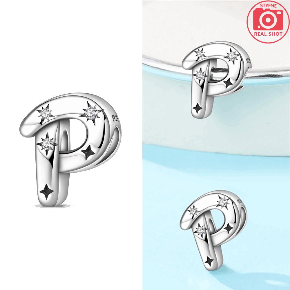 Letter Pendant Love White Zircon Stars Original Copper English Letters Beads Fit Bracelet Accessory Jewelry Gift Women Diy