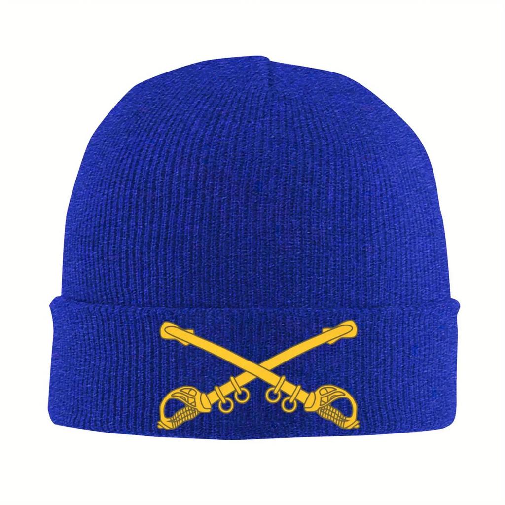Neue Armee US Kavallerie Zweig Abzeichen Gestrickte Mütze Beanie Herbst Winter Mützen Warm Unisex Straßenmütze Unisex Damen Geschenke