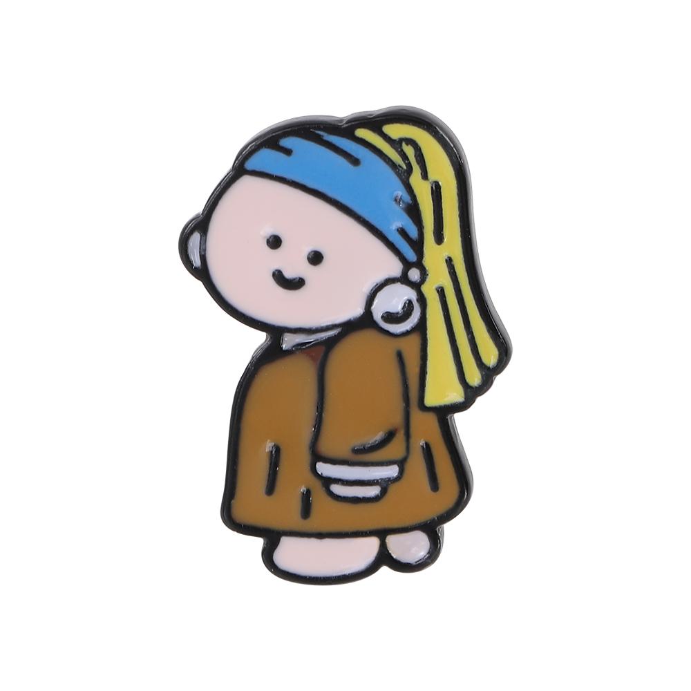 

Classic Het meisje met de parel Oil Painting Enamel Brooches Cartoon Girl with a Pearl Earring Design Pins Character Badge