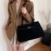 Korean Style Suede Shoulder Bag Tote Bag Underarm Packs Casual Matte PU Handbag  Girls