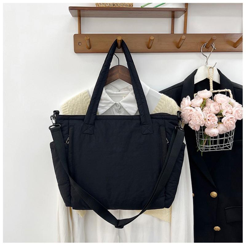 Nylon Bag Women's Cotton Bag Large Capacity Simple Shoulder Bag Student Portable Messenger Bag Commuter Tote Bag