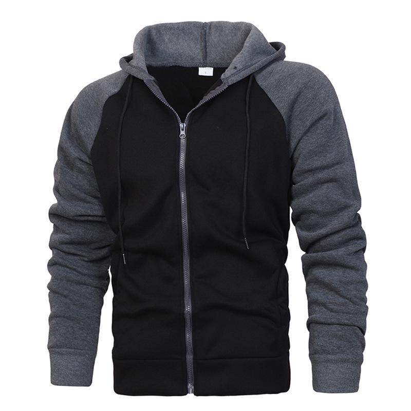 2024 Men's Color Block Raglan Sleeve Hoodie: Autumn/Winter European & American Fashion Casual Sports Top