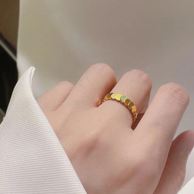 Gold Color Ring for Women Wedding Jewelry Trendy Fish Scale Shape Adjustable Opening for Index Finger Ring Minimalist Design
