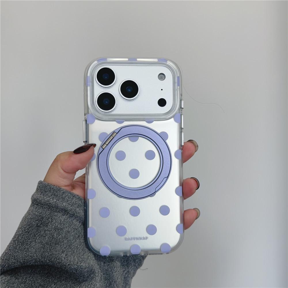 

Korean Polka Dot Pivot Stand Case for iPhone 13/14/15/16/17 Pro Max 17 Pro Max
