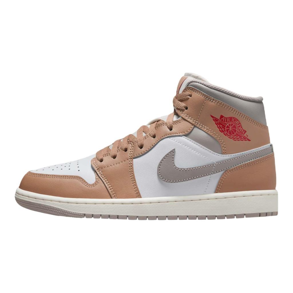Air Jordan 1 Mid Hemp White Unisex Sneakers College-Grey Fire-Red DQ8426-200