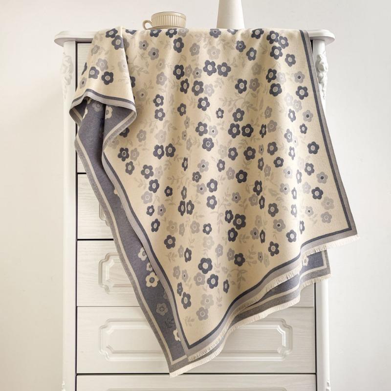 Double-sided Classic Imitation Cashmere Scarf Women's Floral Color Matching Thickened Long Scarf Autumn and Winter Jacquard Shawl