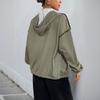 Neuer Herbst Reißverschluss Cardigan Koreanischer Lazy Style Kapuzenstreifen Damen Freizeitjacke