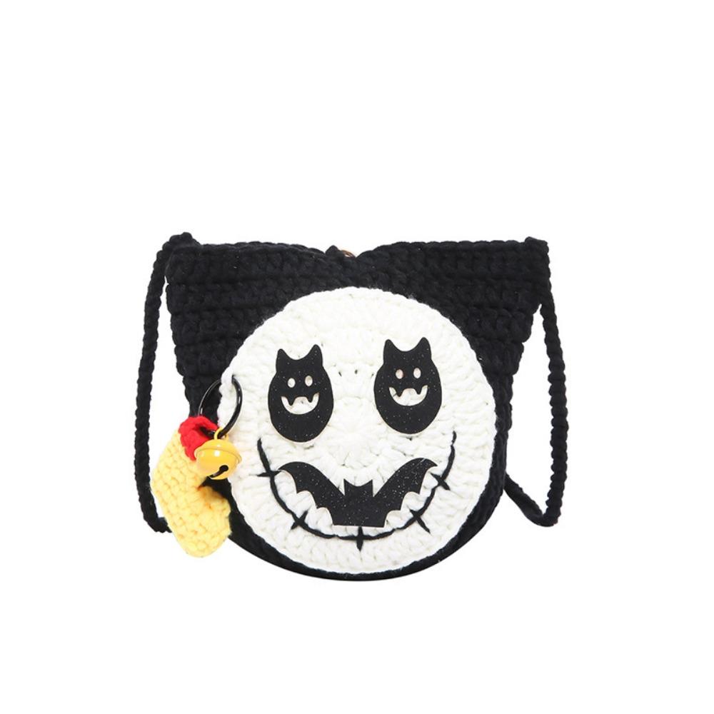 

Cartoon Pumpkin Knit Handbag Bat Crossbody Bag Funny Halloween Crochet Bag Festival Decoration Style 2