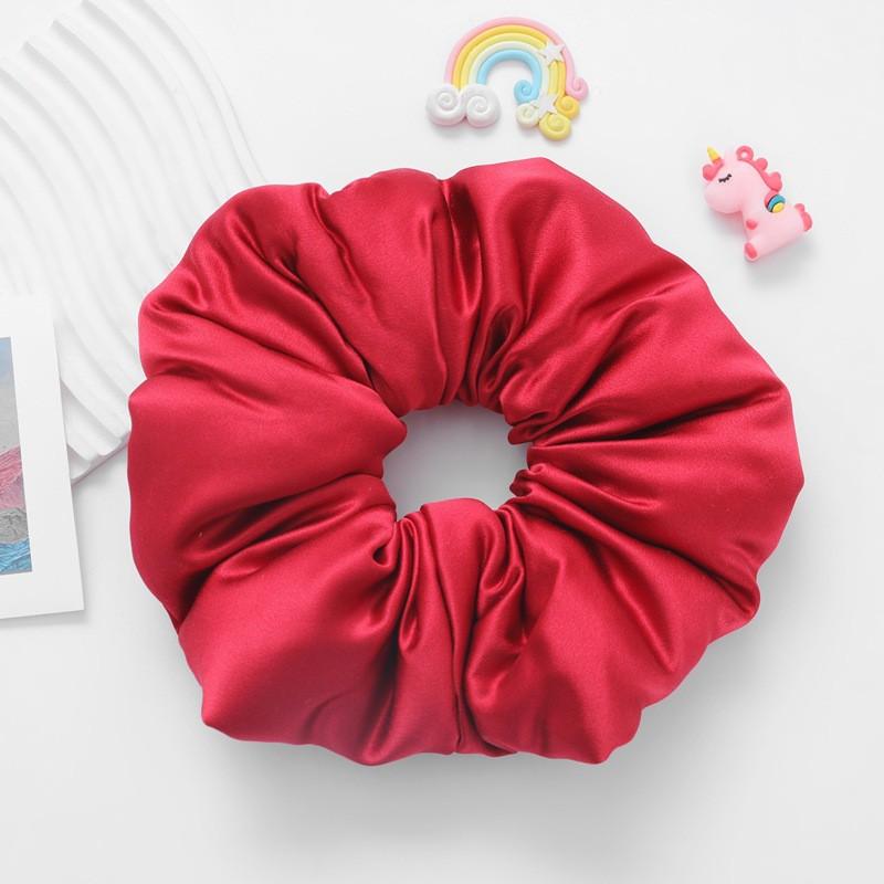 Silk Hair Tie Women 9.5cm Wide Satin Scrunchie With Soft Filling High Elasticity Handmade