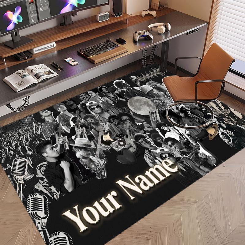 Custom Name Crystal Velvet Rug,Bruno Mars Comfortable Anti Slip Floor Mat For Room Decoration