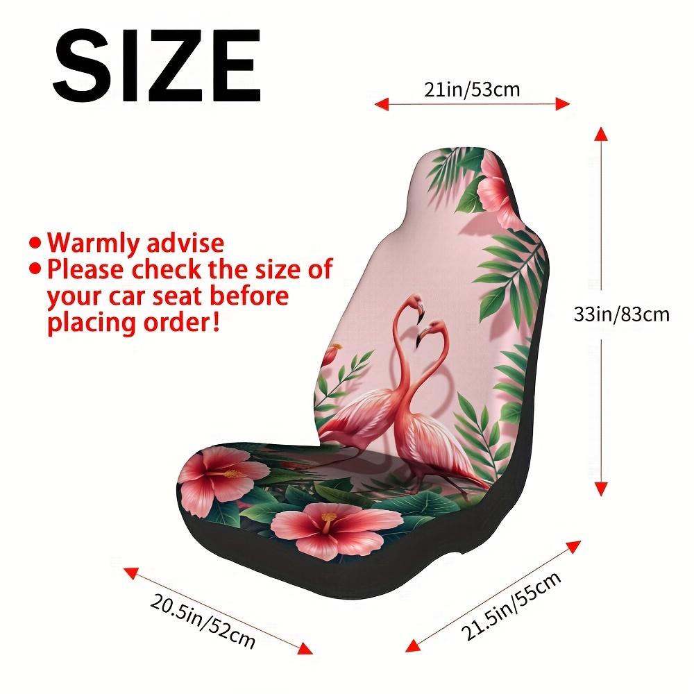 2 Stück Rosa Flamingo Tropische Blumen Autositzbezüge - Weiche Ganzjahres-Passform für die meisten Limousinen & SUVs, Lebendiges Rosa & Grünes Design Wi