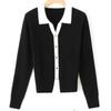 Winter new unique chic beautiful top sweater women's niche high-end blue knitted cardigan