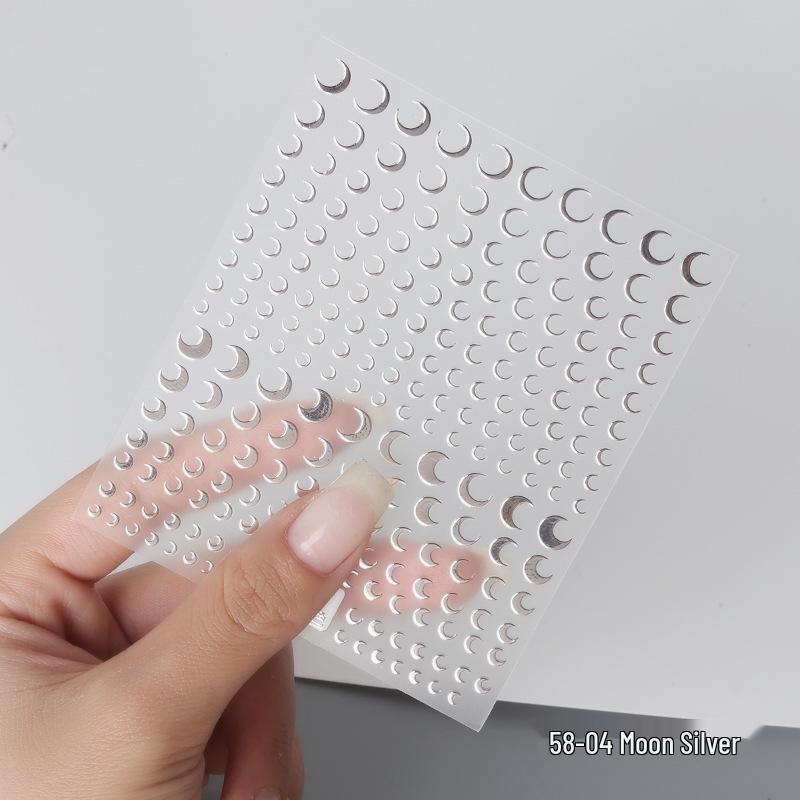 Aha Dreamy Starburst Nail Stickers - Gold, Silver, Black & White Japanese Crescent Stars