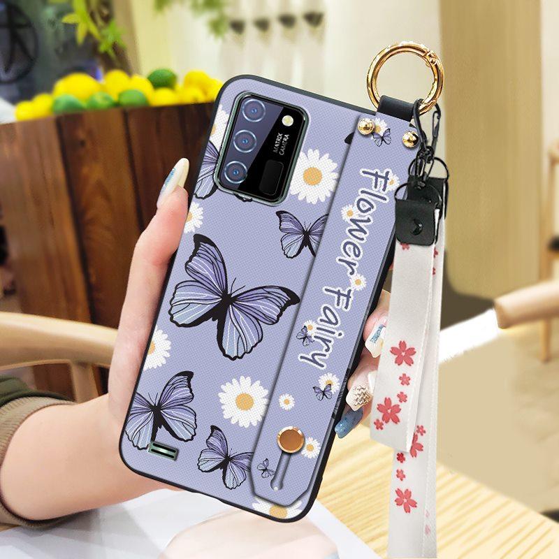 Phone Holder Kickstand Phone Case For Oukitel C25 Dirt-resistant Fashion Design Waterproof Wrist Strap Oil Painting Ring