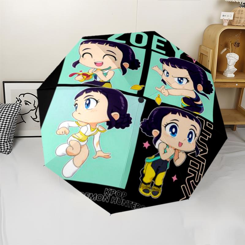 Parapluie Automatique Thème Chasseurs de Démons KPop, Léger et Portable, 8 Baleines, Parfait pour les Voyages en Plein Air, Anniversaires, Noël, Cadeaux.